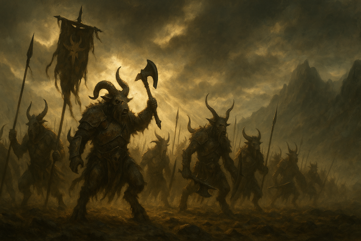 Beastmen Brayherds: original Sprue Sentry army artwork